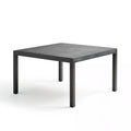 Table de jardin 150 x 90 x 75 cm en métal noir avec plateau effet bois - style contemporain