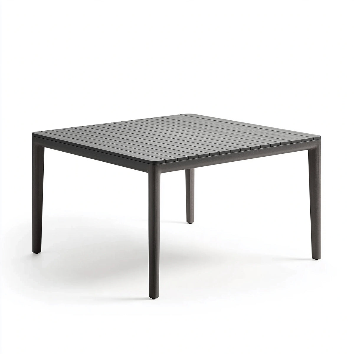 Table de jardin 160 x 90 x 75 cm en aluminium anthracite à plateau à lattes style contemporain