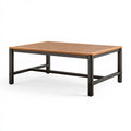 Table de jardin rectangulaire 150 x 90 cm bois marron et métal noir ajourée