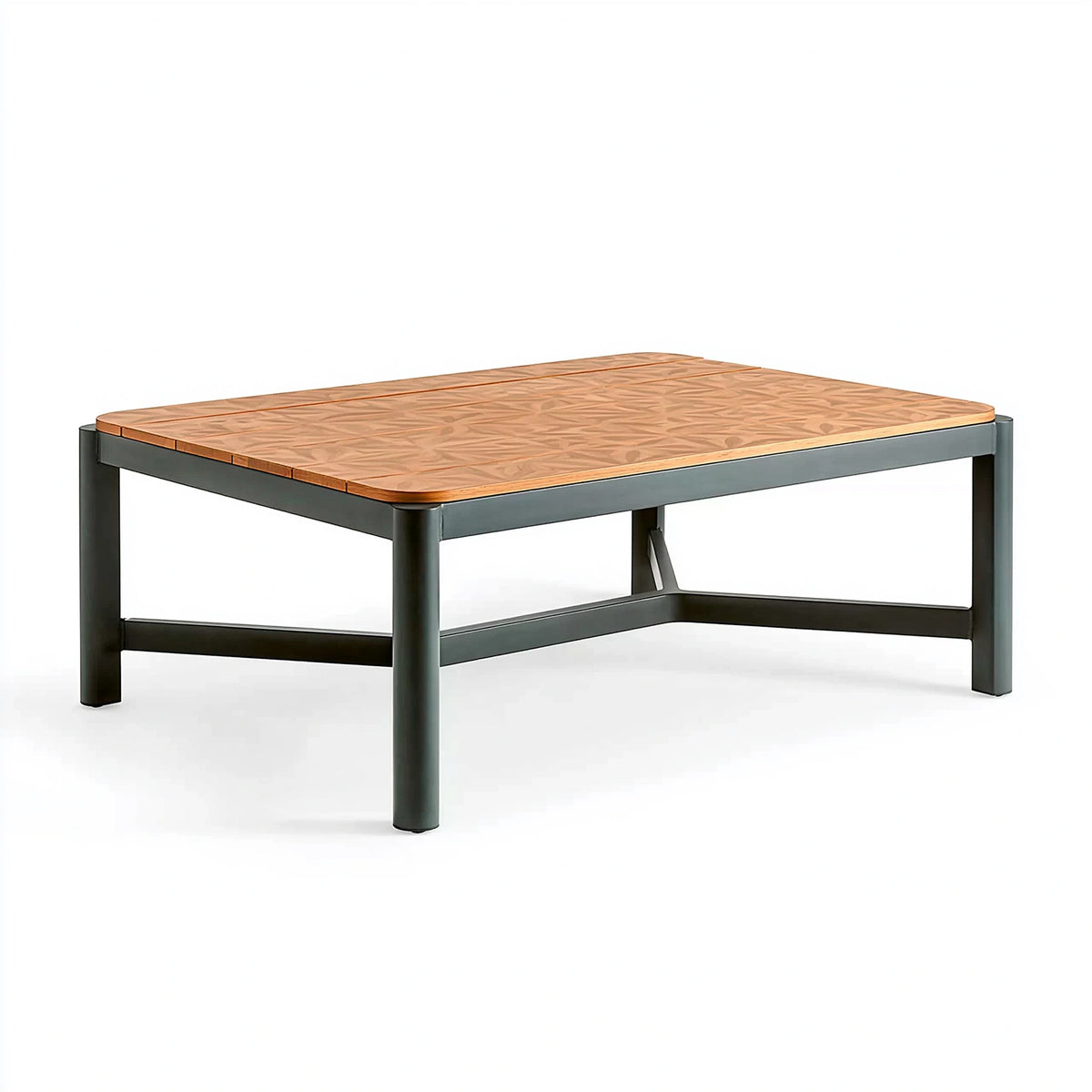 Table de jardin 120 x 70 x 75 cm en bois et métal marron noir style industriel