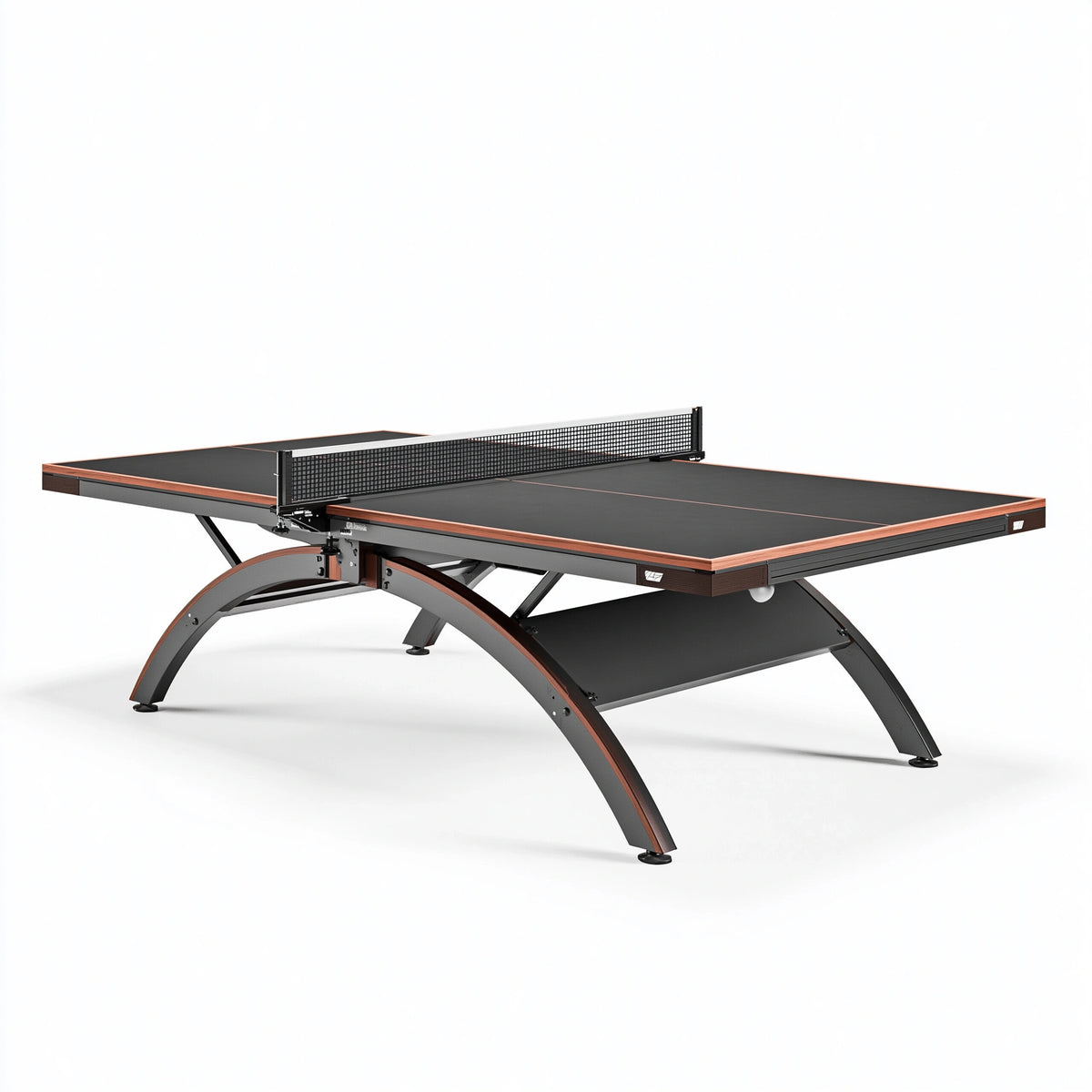 Table de tennis de table 274 x 152.5 x 76 cm acier noir et marron pliable intérieur