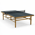 Table de tennis de table 274 x 152.5 x 76 cm noir/marron avec plateau et piètement pliant