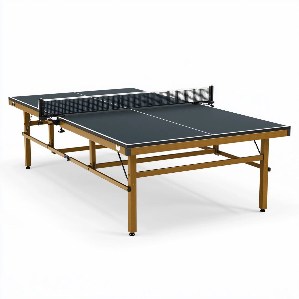 Table de tennis de table 274 x 152.5 x 76 cm noir/marron avec plateau et piètement pliant