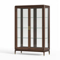Vitrine 100 x 40 x 180 cm en bois et verre marron - rangement classique à 2 portes