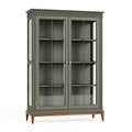 Vitrine 120 x 45 x 200 cm en bois vert foncé et verre style classique