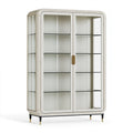 Vitrine 120 x 45 x 200 cm en verre blanc et doré - rangement contemporain