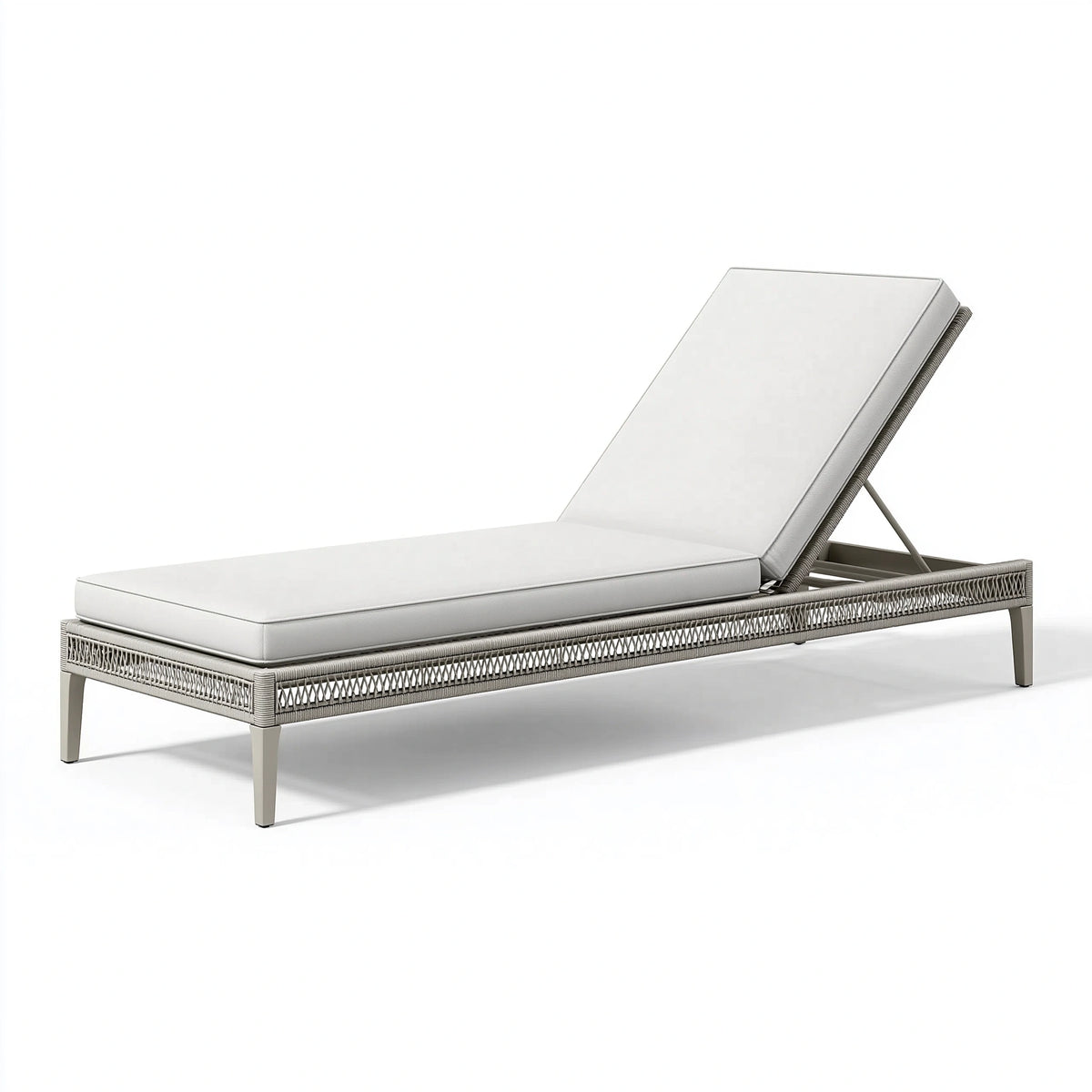 Transat extérieur 200 cm en aluminium gris avec dossier réglable et coussin blanc