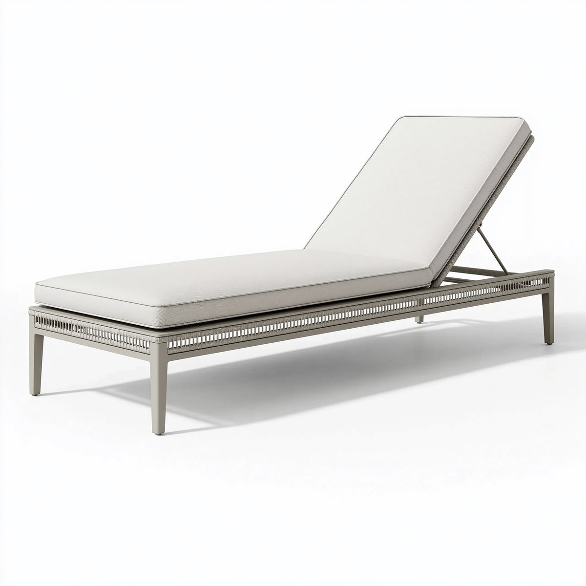 Chaise longue de jardin 200 x 70 cm en aluminium beige avec dossier réglable