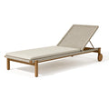 Chaise longue 200 cm en bois et corde tressée beige pour extérieur avec dossier inclinable