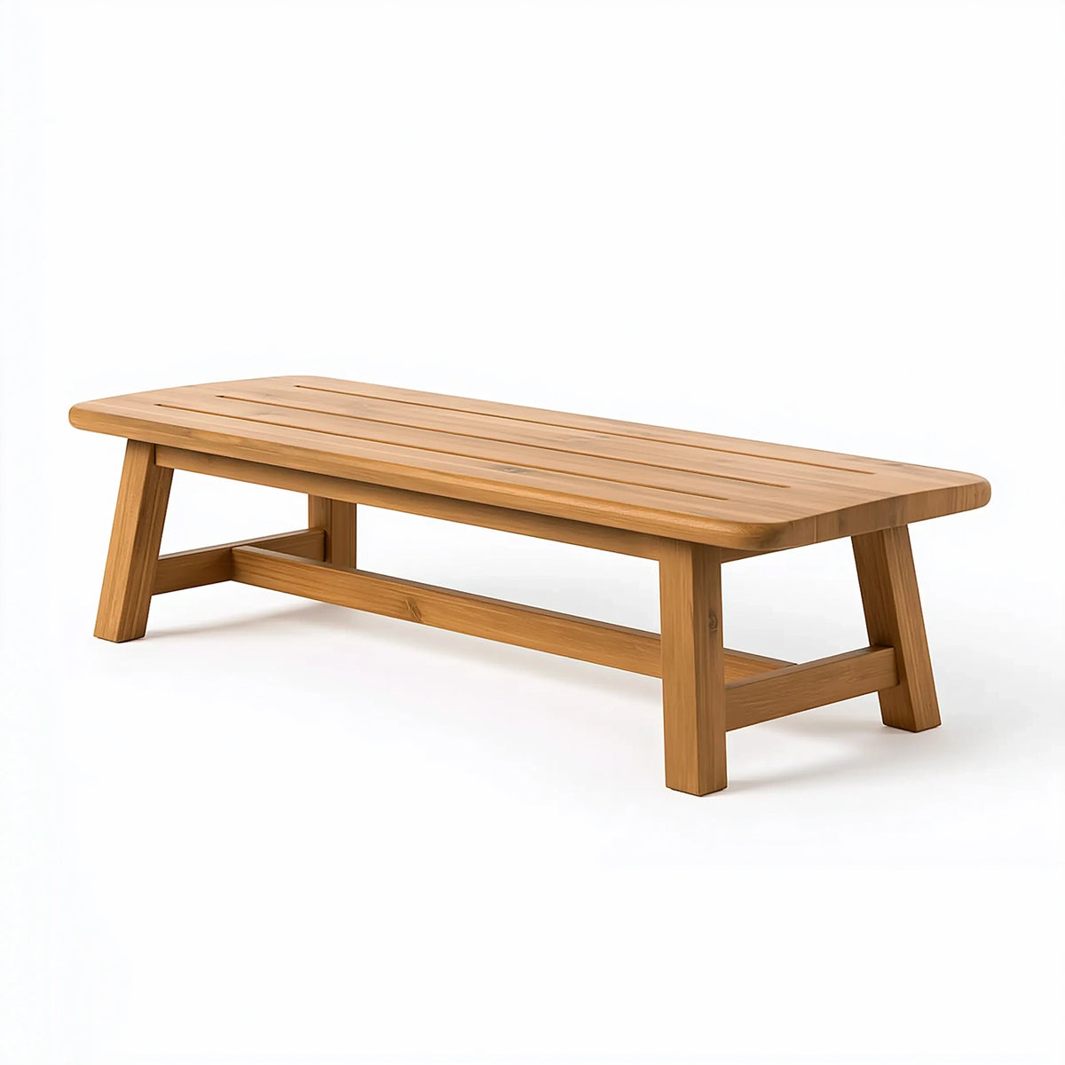 Banc de jardin 150 x 40 x 45 cm en bois naturel à lattes style contemporain