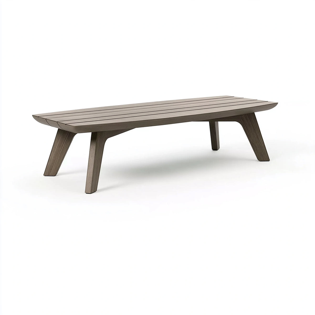 Banc de jardin 180 cm en bois gris brun à lattes style contemporain