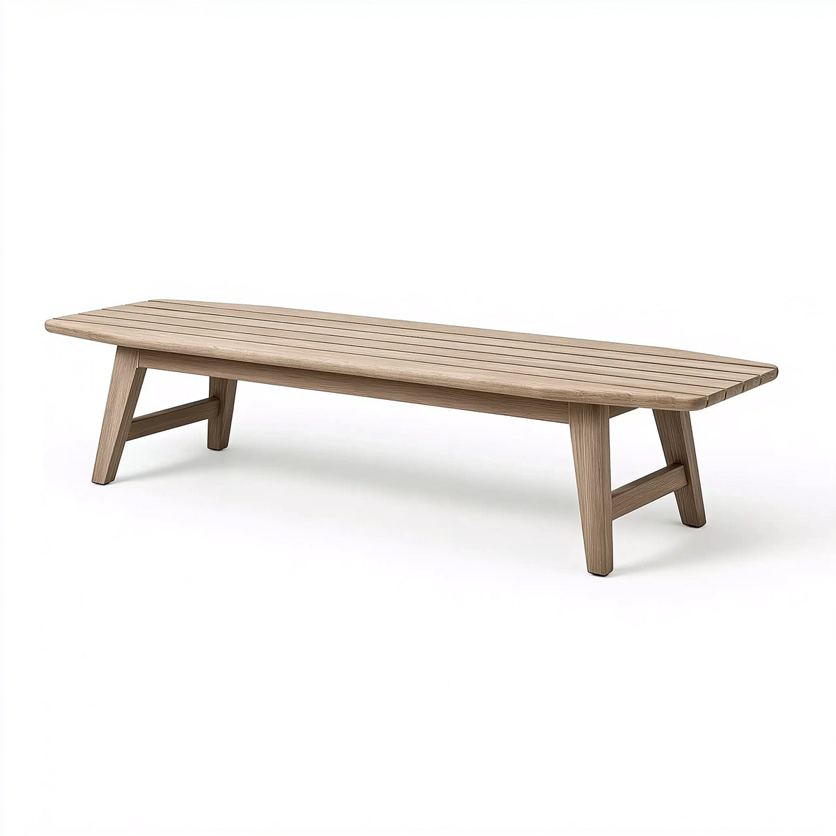 Banc de jardin 180 x 40 x 45 cm en bois beige à lattes style contemporain