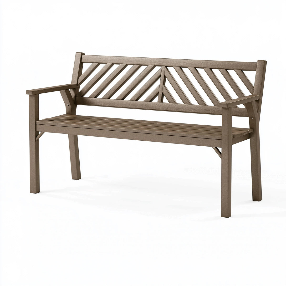 Banc de jardin 122 x 62 x 87 cm en acier brun à dossier ajouré