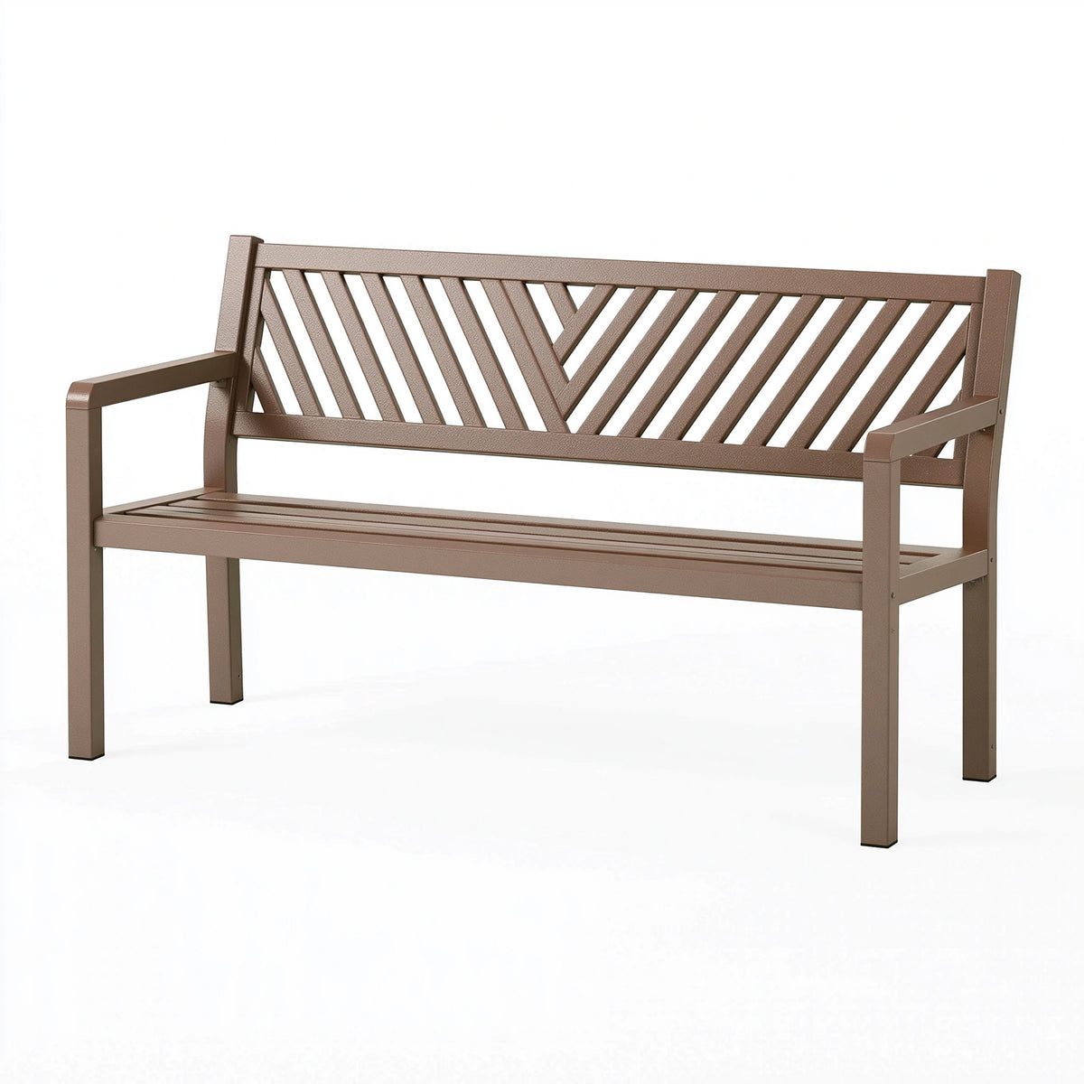 Banc de jardin 150 x 60 x 90 cm en métal brun à dossier ajouré contemporain
