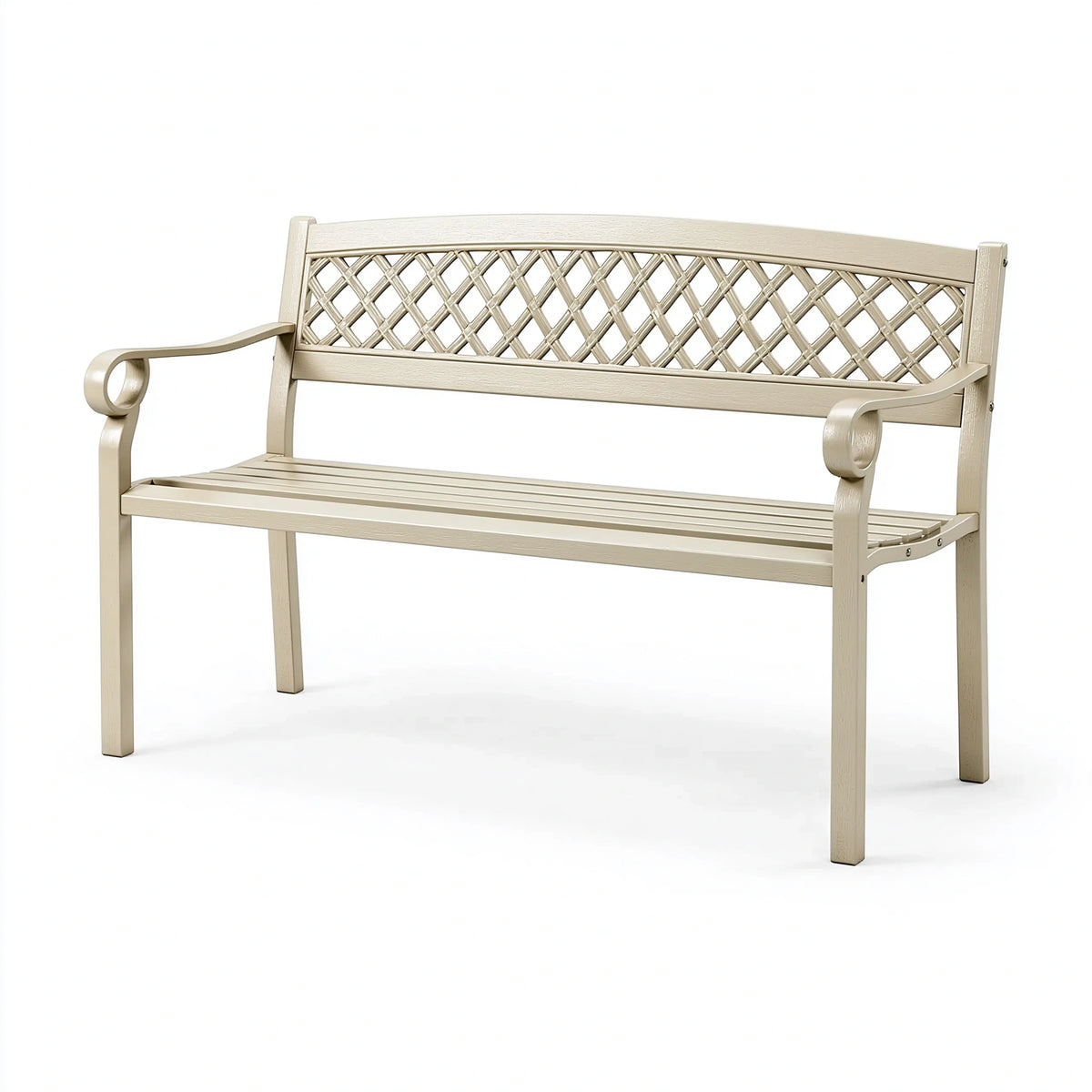 Banc de jardin 120 x 60 x 90 cm en métal beige à 2 places style classique