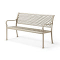 Banc de jardin 122 x 61 x 91 cm en métal beige à dossier ajouré avec accoudoirs
