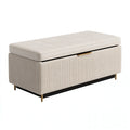 Coffre-banquette 120 x 45 x 48 cm textile crème rangement intégré style contemporain