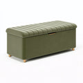 Banc de rangement 100 x 40 x 45 cm en tissu vert olive avec assise capitonnée