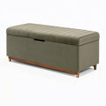 Banquette coffre 120 x 45 x 45 cm en tissu vert olive avec rangement style contemporain